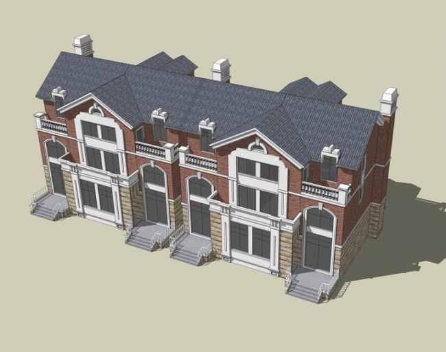 British Classical Style Row Villa Model in SketchUp