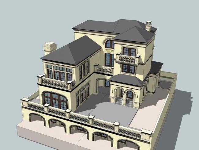 SketchUp Villa Models: Stacked, French, and Classical Styles