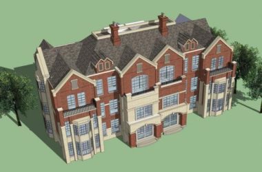 Twin British-Style Classical Villas SketchUp Model-BIM WORLD