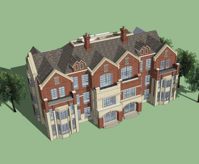 Twin British-Style Classical Villas SketchUp Model