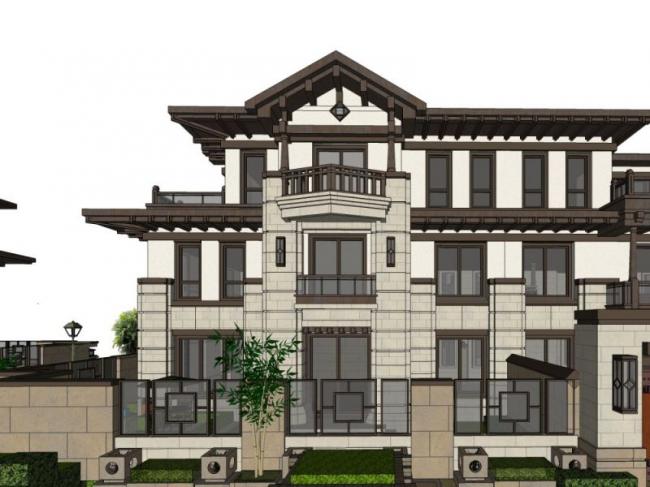SketchUp Villa Models: Row Villas, Garden Villas, and Modern Chinese Style Designs