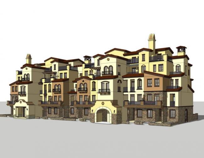 SketchUp Villa Models: Stacked, Row, Spanish, and Classical Styles
