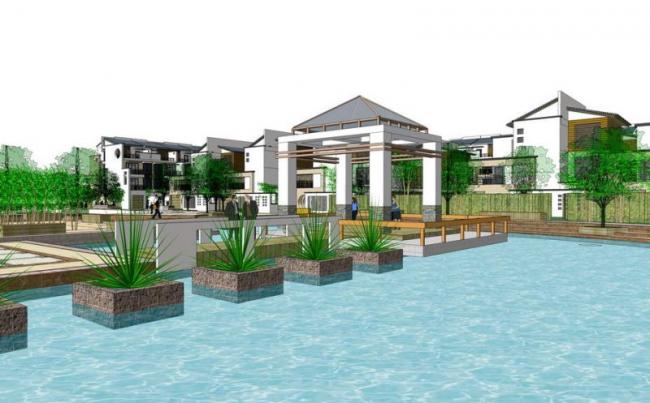 SketchUp Villa Cluster Model in Modern Chinese Style