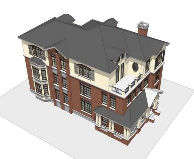 Classical Style Single-Family Villa Model in SketchUp