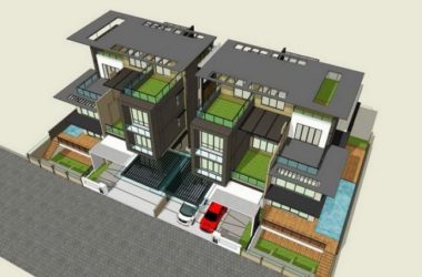 Modern Twin Villa Design in SketchUp Model-BIM WORLD
