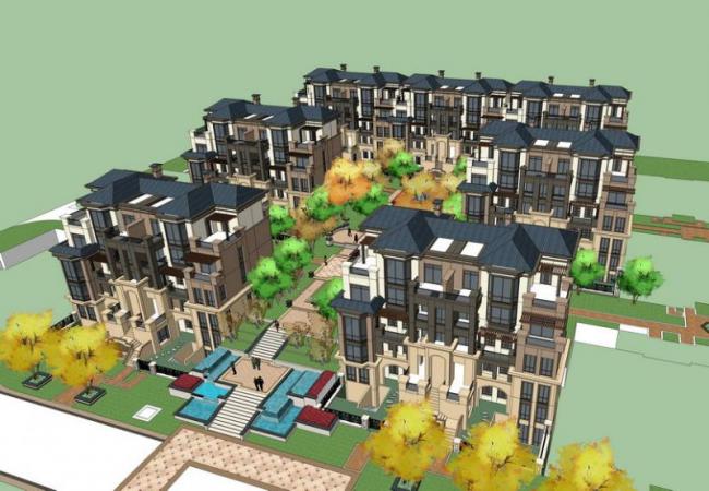 Classical Style Townhouse Villa Model in SketchUp