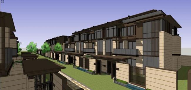 SketchUp Villa Models: Row, Garden, and Neoclassical Styles