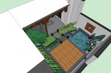 SketchUp Villa Model: New Chinese Style Courtyard Design-BIM WORLD
