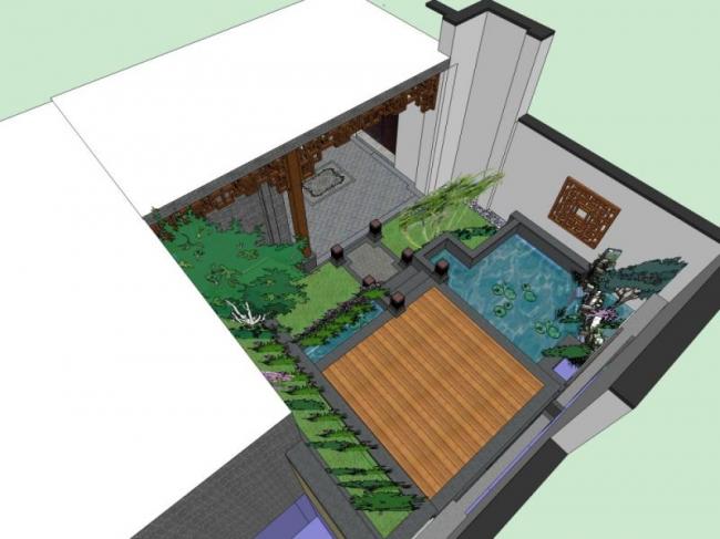 SketchUp Villa Model: New Chinese Style Courtyard Design