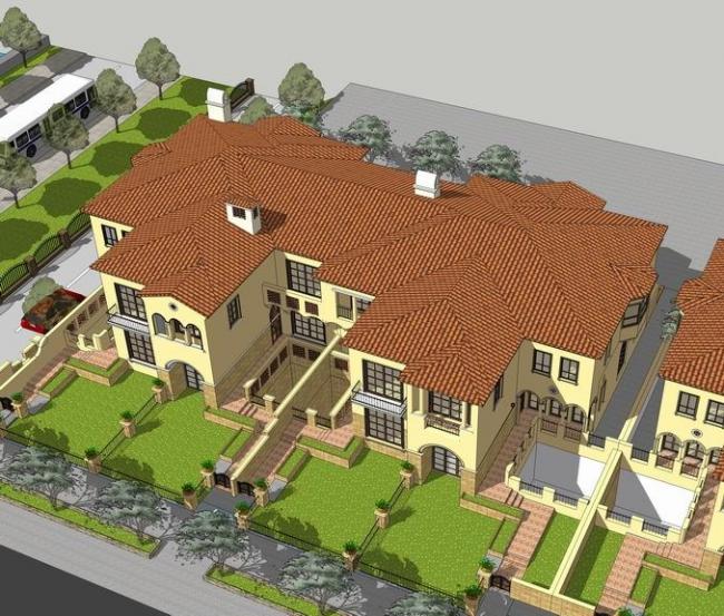 Spanish-Style Twin Villa SketchUp Model with Classic Design