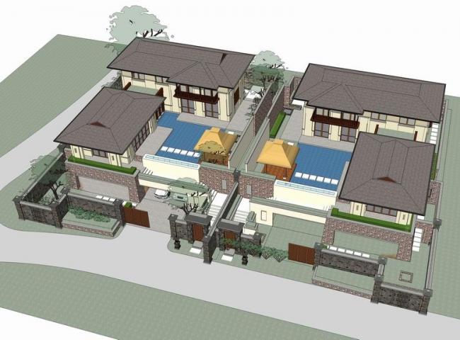 SketchUp Villa Model: Dai-Style Detached Classical Villa