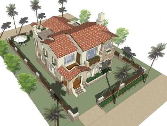 Spanish-Style Classical Villa Model in SketchUp