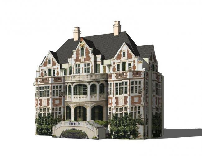 European-Style Castle and Classical Stacked Villa Model in SketchUp