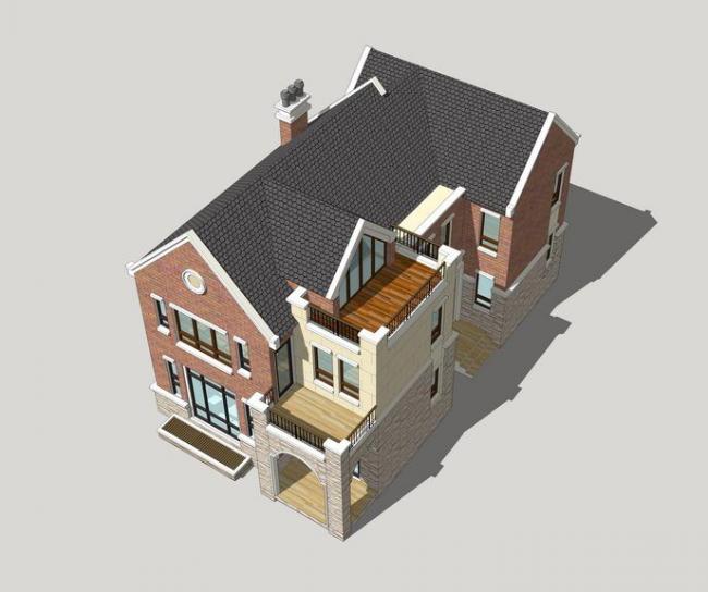 British Classical Style Solo Villa Model in SketchUp