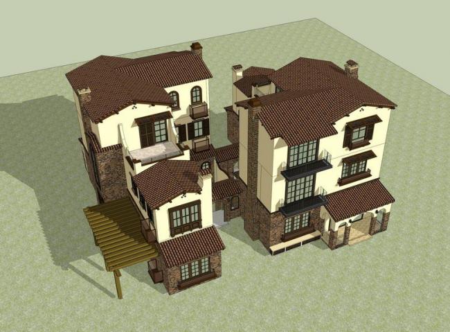 SketchUp Villa Models: Stacked, Spanish, and Classical Styles