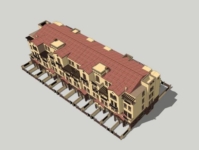 SketchUp Villa Models: Townhouse, Classical, and Spanish Styles