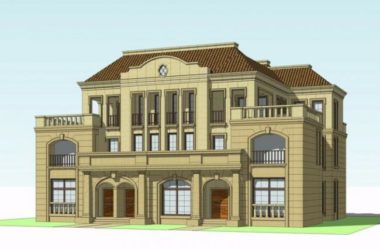 SketchUp Twin Villas: Elegant French Classical Design-BIM WORLD