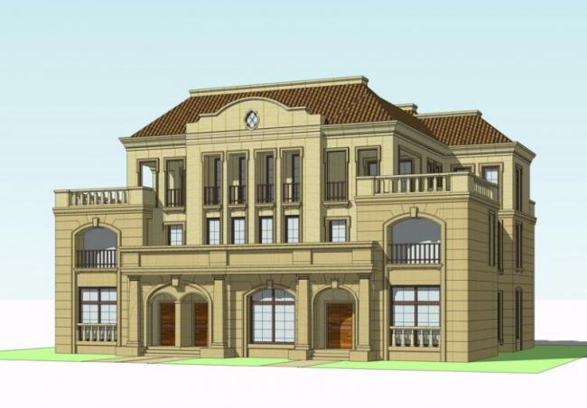 SketchUp Twin Villas: Elegant French Classical Design
