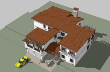 SketchUp Villa Model: Solo Classical Spanish-Style Residence-BIM WORLD