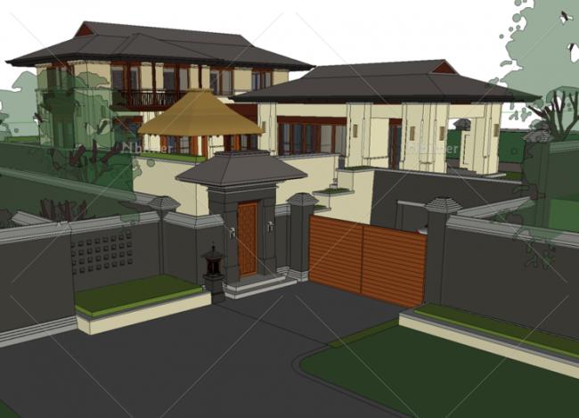 SketchUp Villa Model: Solo Villa by Vanke in Elegant Chinese Style
