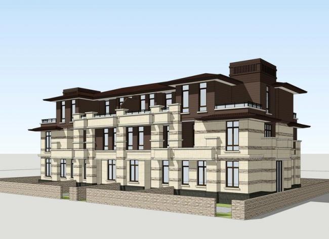 French Classical Style Row Villa Model in SketchUp
