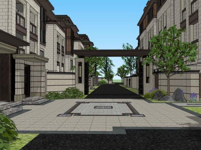 Neoclassical Row Villa Design in SketchUp Model