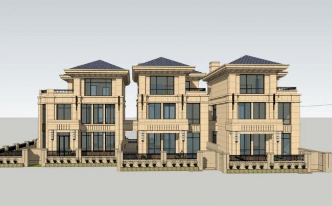 French-Inspired Classical Stacked Villa Model in SketchUp