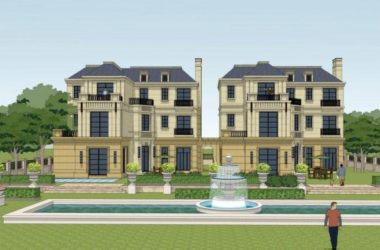 SketchUp Villa Design | Double Split-Level Stacked Villa in French Classical Style-BIM WORLD
