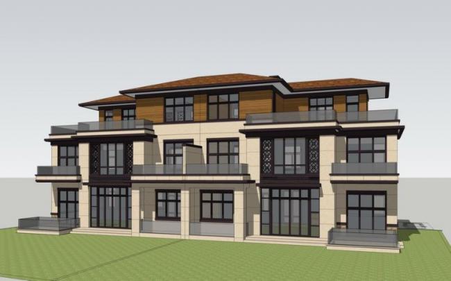 Double-Split Villa Model in Simplified European Classical Style | SketchUp Design
