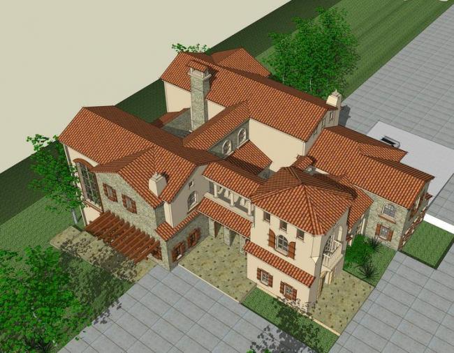 Spanish Classical Style Single Family Villa Model in SketchUp