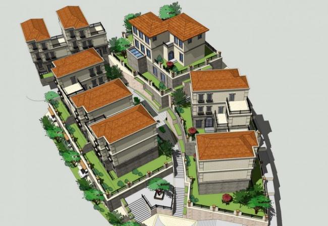 Spanish Classical Multi-Row Villa Model in SketchUp