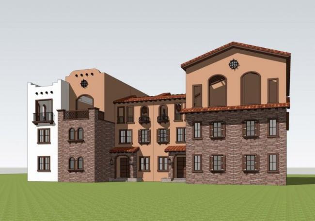 SketchUp Villa Models: Multi-Row Villas in Spanish and Classical Styles