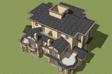 Double Split Villa SketchUp Model in French Classical Style-BIM WORLD