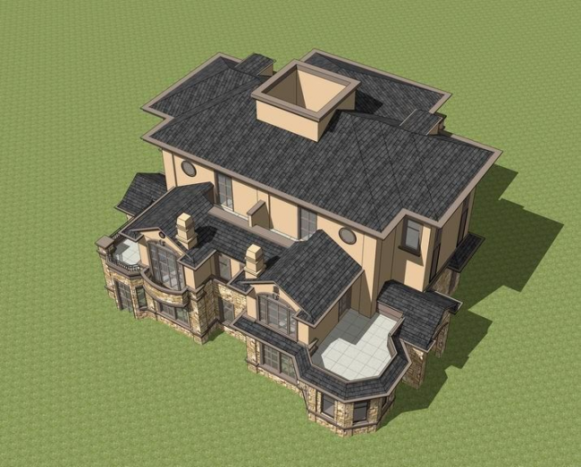 Double Split Villa SketchUp Model in French Classical Style