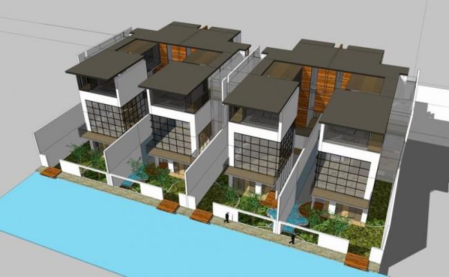 Modern Multi-Row Villa Design in SketchUp