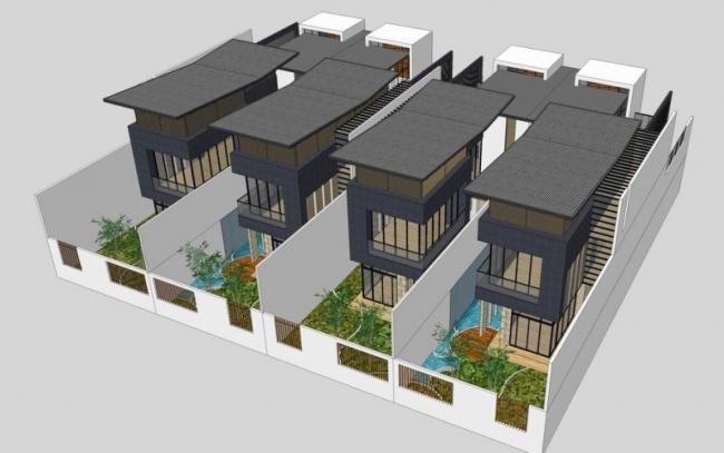 Modern Multi-Unit Villa Model in SketchUp