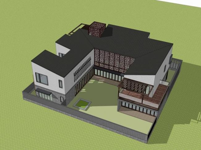 Solo Villa Sketchup Model | Modern Chinese Style Design