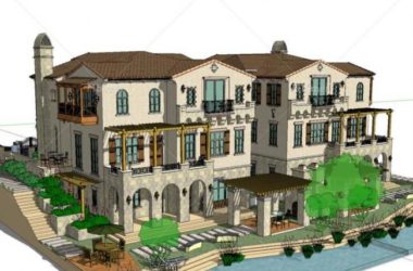 Mediterranean Twin Villa Sketchup Model | Classic Design-BIM WORLD
