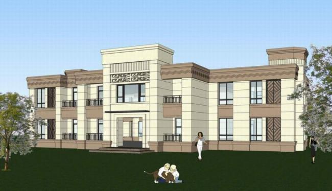 Neoclassical Villa Clubhouse Model in SketchUp