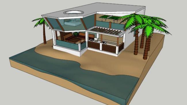Modern Seaside Villa SketchUp Model | Contemporary Solo Residence