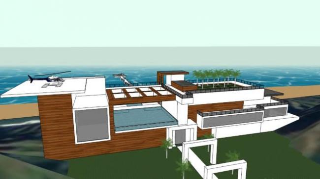 Modern Seaside Villa SketchUp Model | Contemporary Solo Villa Design