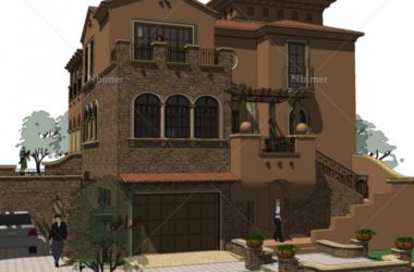 Spanish-Style Classical Villa Model in Spring Bay | SketchUp Solo Design-BIM WORLD
