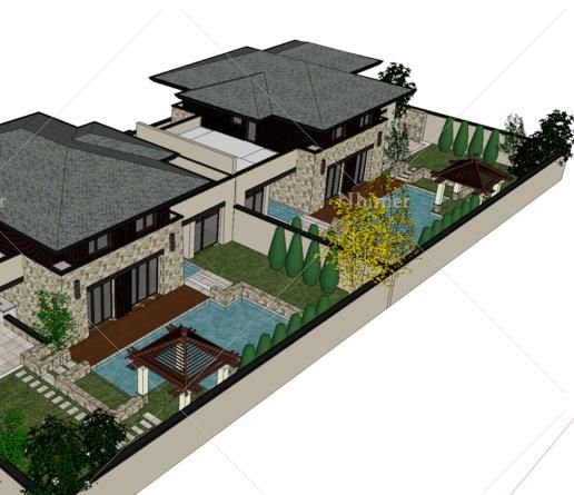 Classical Single-Family Villa Model in Vanke County West | SketchUp Design