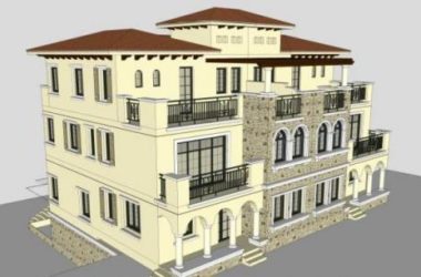 Mediterranean and Classical Stacked Villa SketchUp Model-BIM WORLD