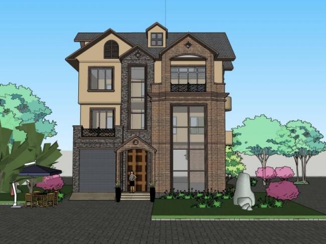 Classical Stacked Villa Model in SketchUp