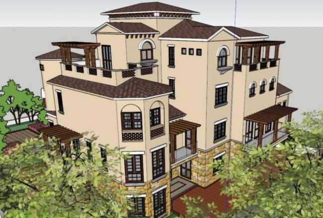 Classical Stacked Villa Model in SketchUp