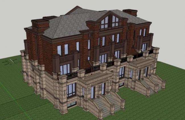 Western Classical Stacked Villa Model in SketchUp