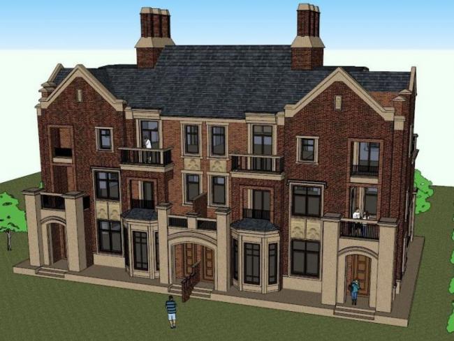 British Classical Style Row Villa Model in SketchUp