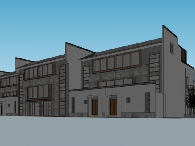 SketchUp Villa Design | Row Villas in Oriental Neoclassical Style