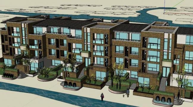 Modern Multi-Row Villa Model in SketchUp